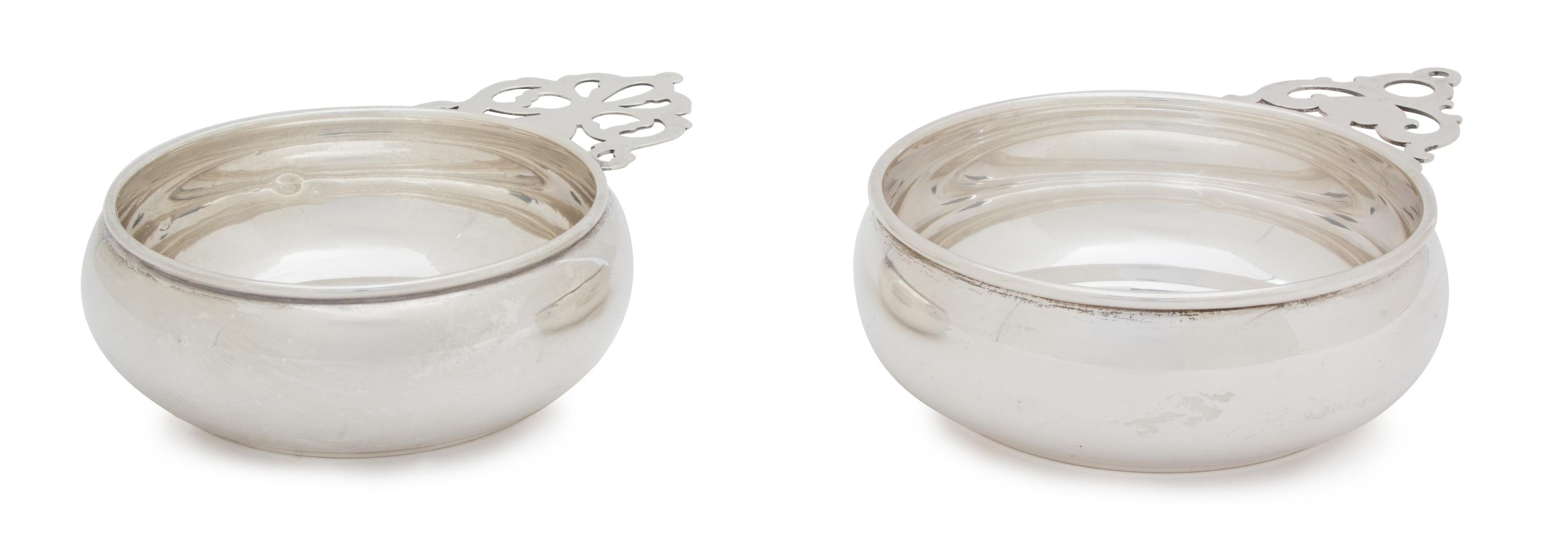 Two Silver Porringers, American, 20th Century, one by Wallace, the other unmarked