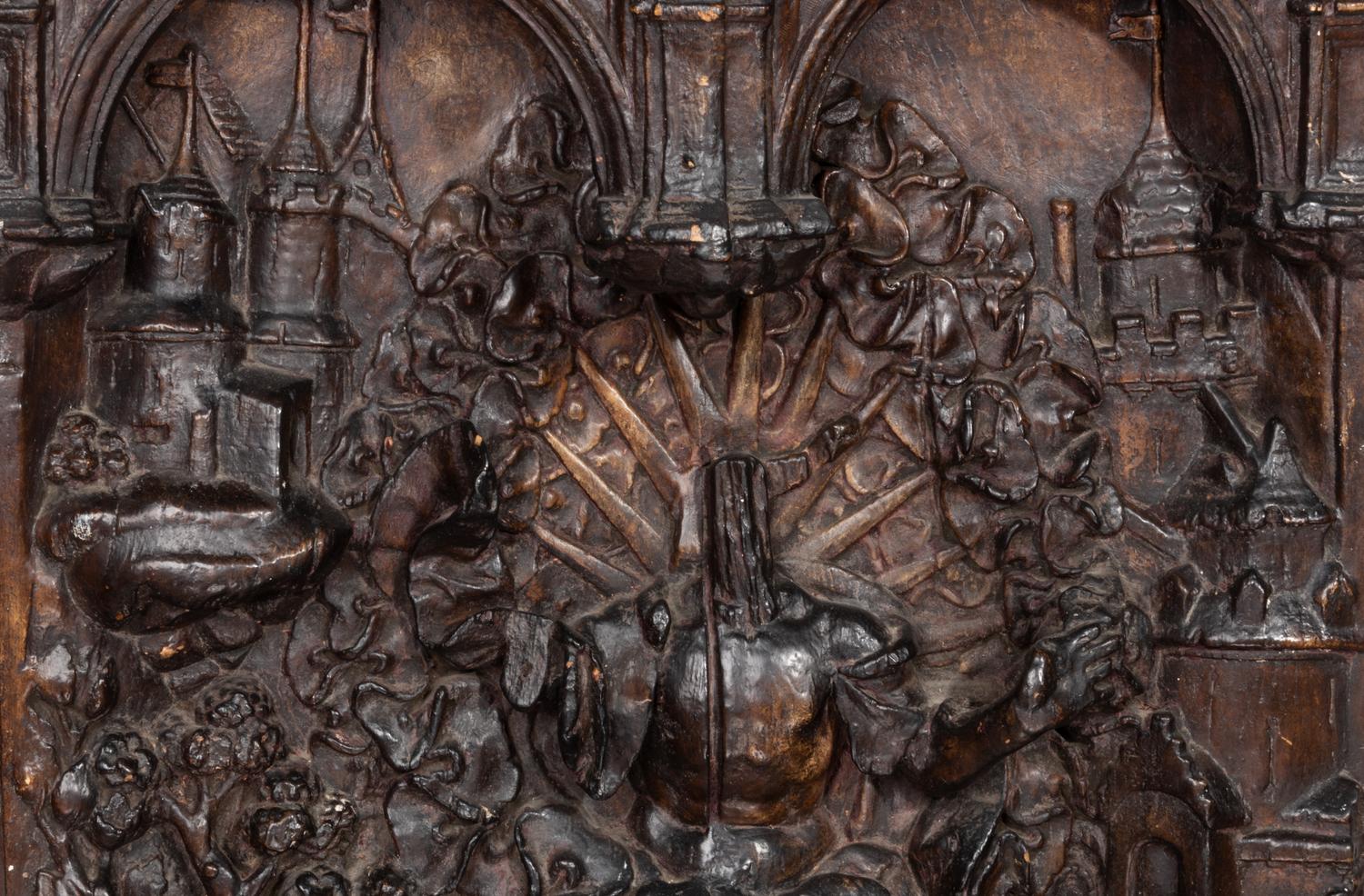 A Continental Gothic Style Molded Relief Panel