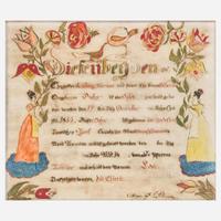 A birth and baptism Fraktur for John Peterman Daniel Peterman (1797-1871), circa 1845