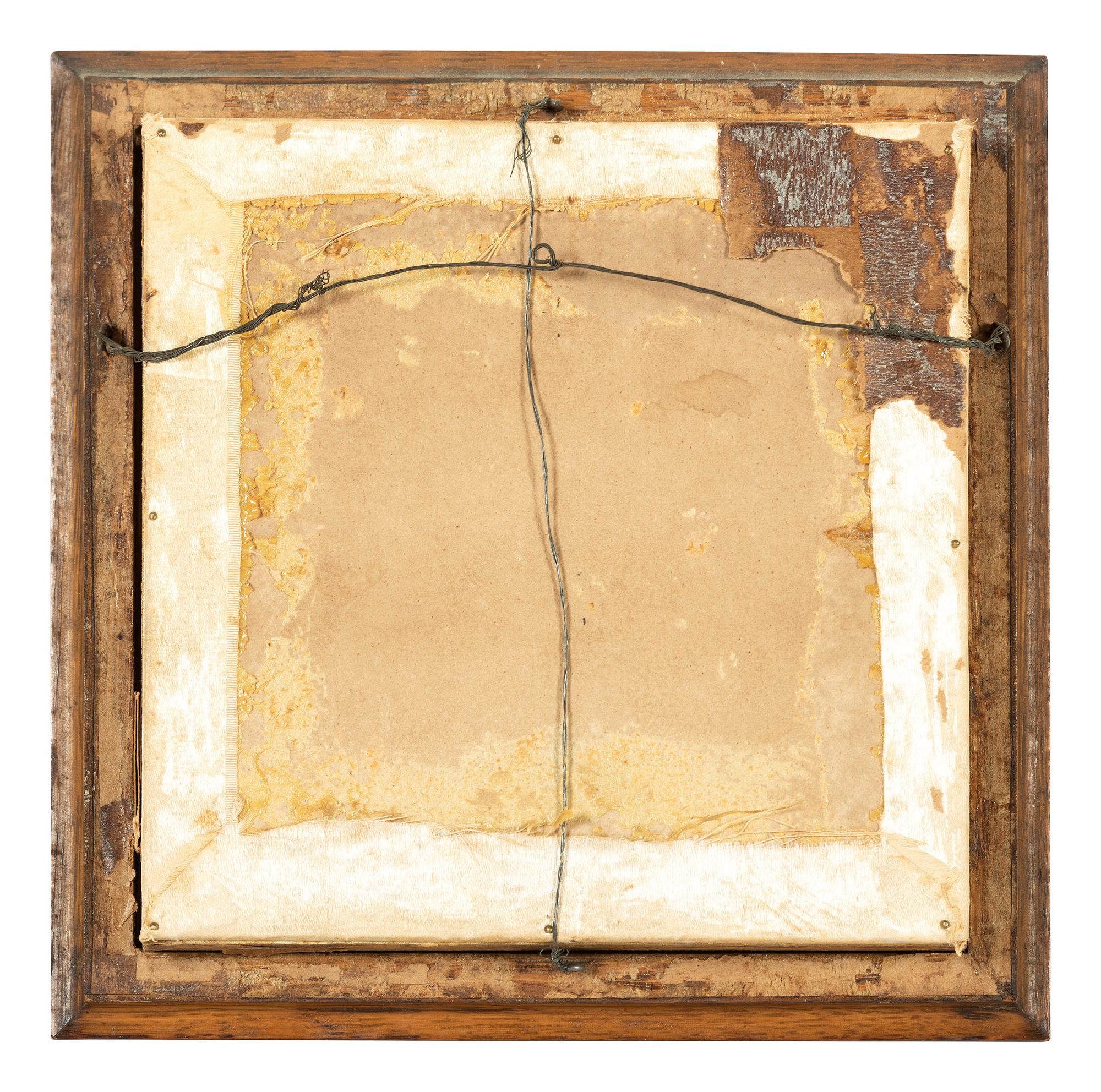 [CIVIL WAR]. Framed hardtack with tri-color ribbon, dated 1862-1863.