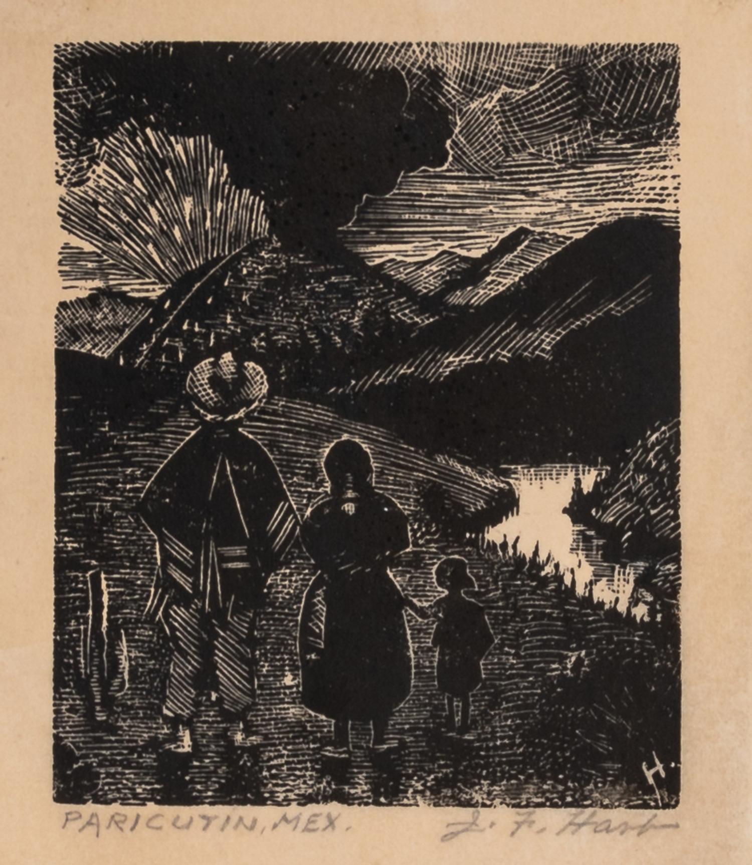 George Overbury (Pop) Hart, (American, 1868-1933), Mexican Lovers and Parícutin, Mexico