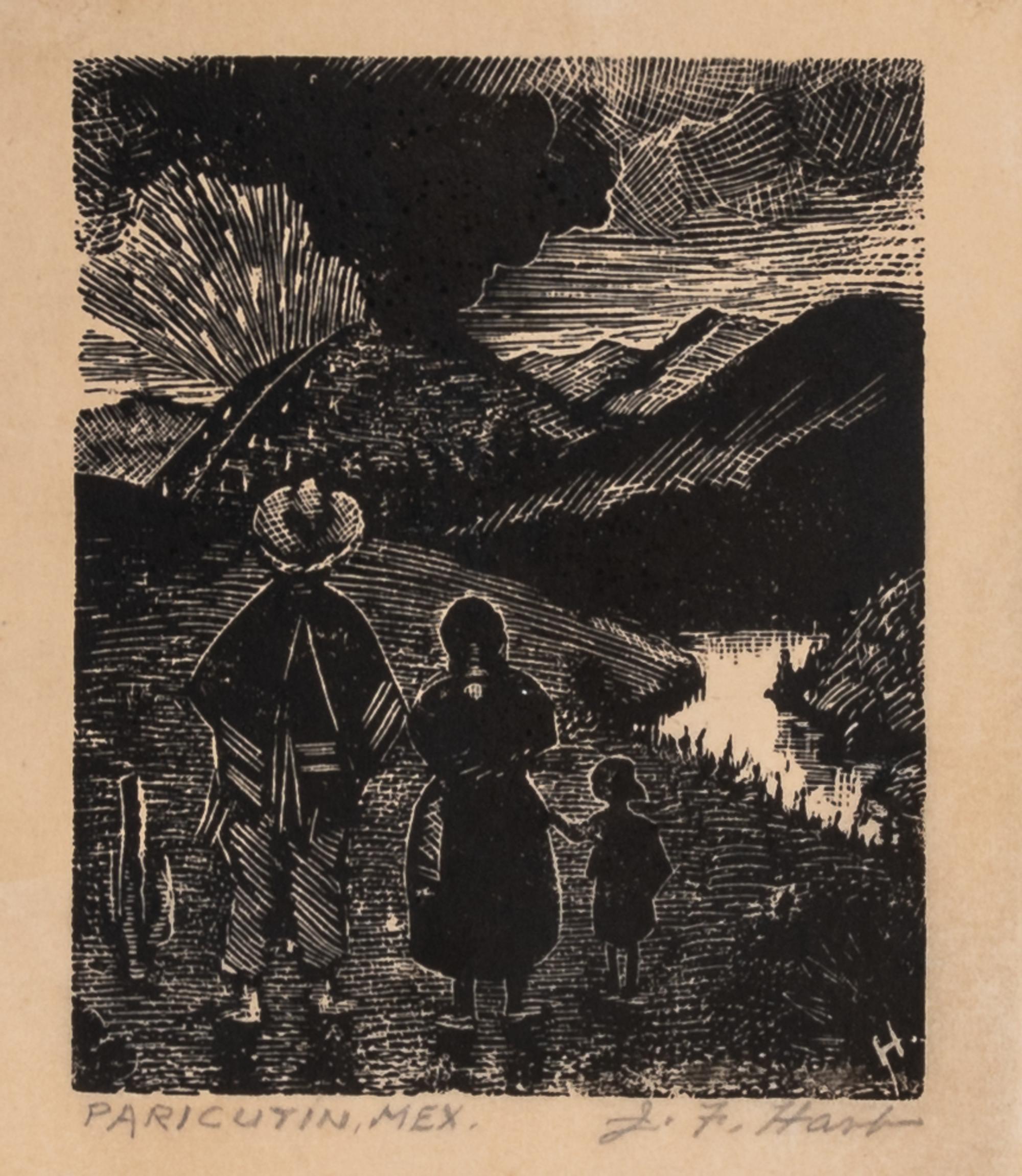 George Overbury (Pop) Hart, (American, 1868-1933), Mexican Lovers and Parícutin, Mexico