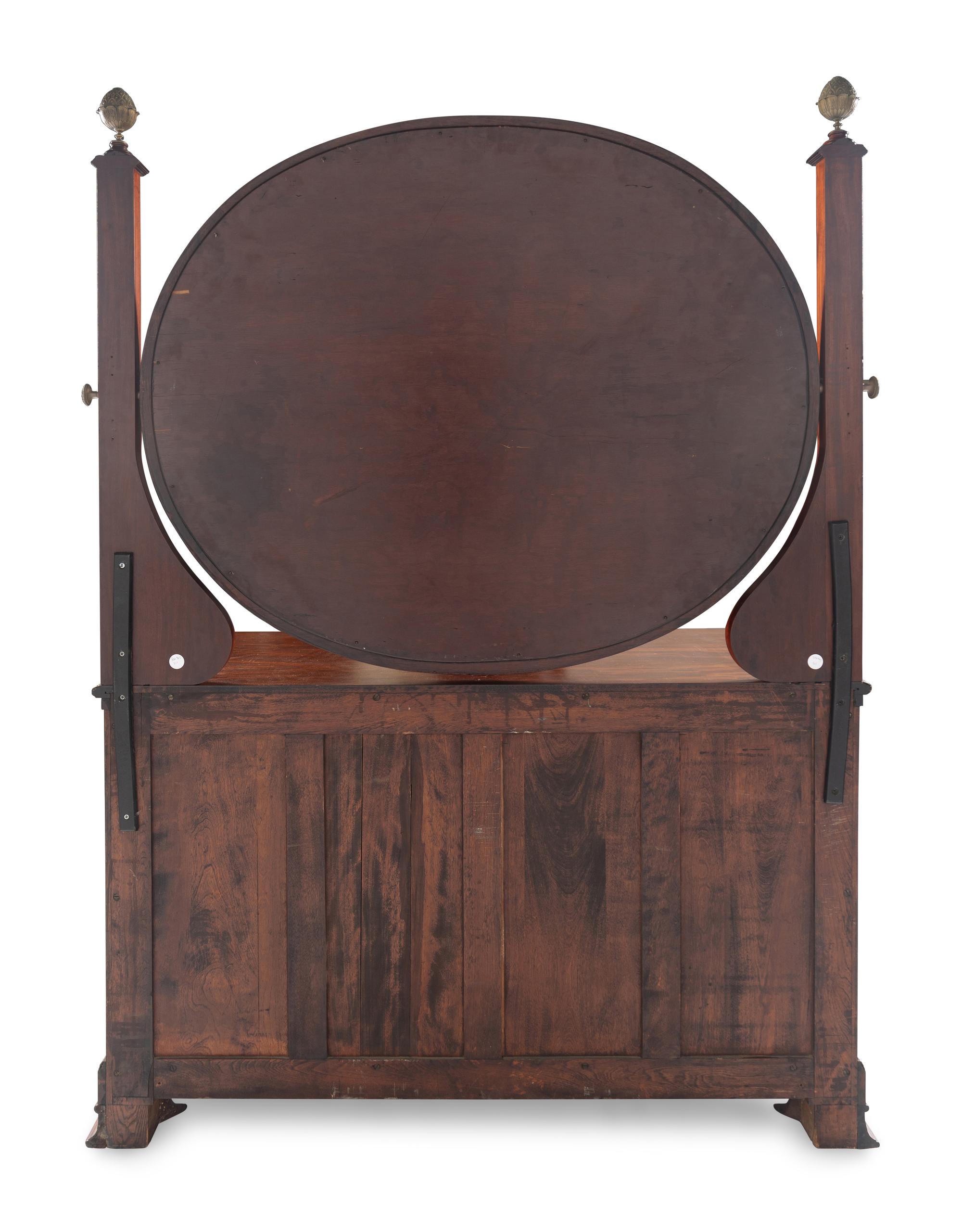 An Empire Style Gilt Bronze Mounted Mahogany Chest of Drawers with Dressing Mirror