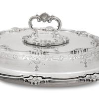 A Pair of English Silver Covered Vegetable Dishes