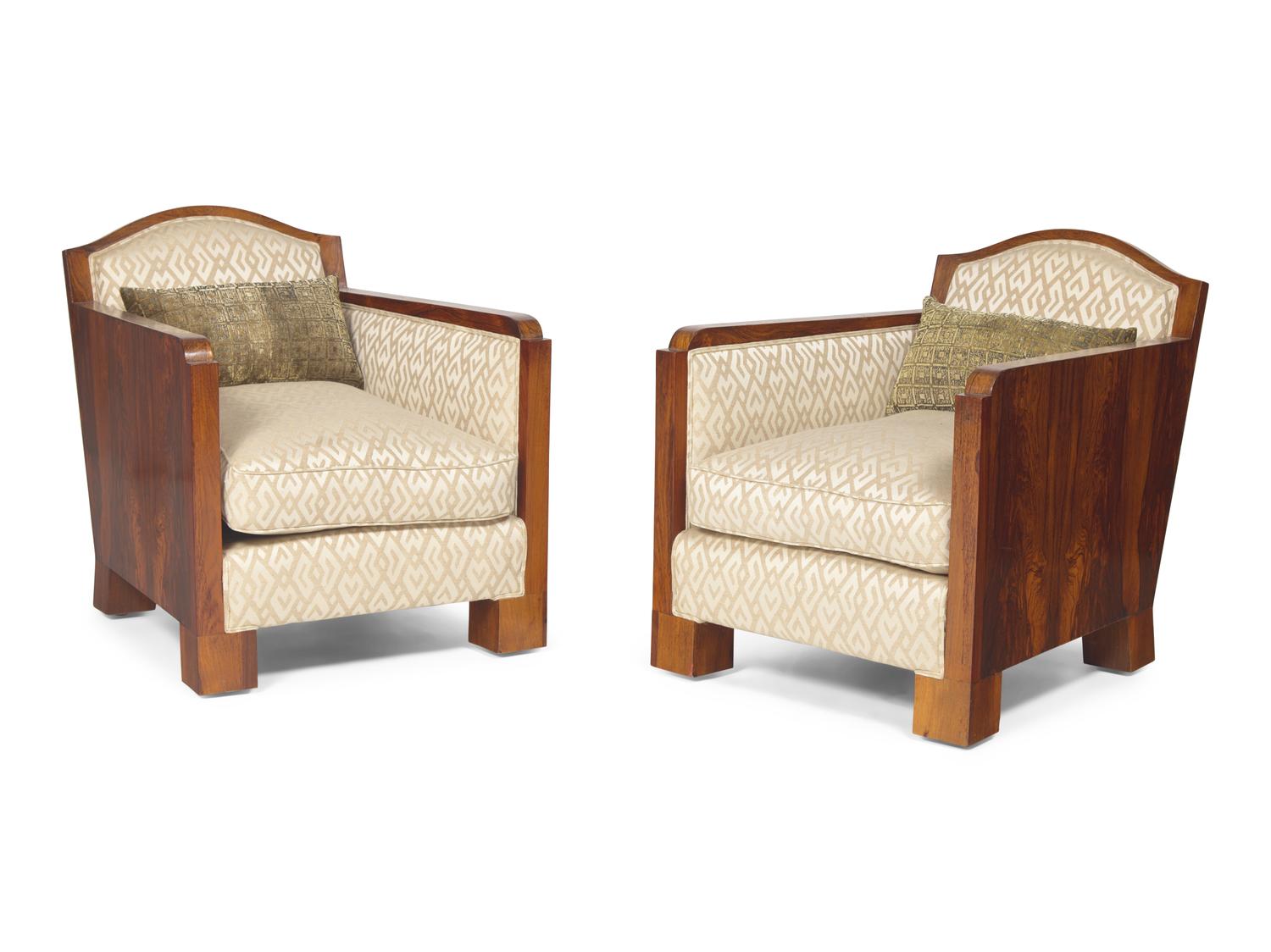A Pair of Art Deco Rosewood Club Chairs