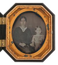 [EARLY PHOTOGRAPHY]. A pair of sixth plate daguerreotypes of mothers with their children.