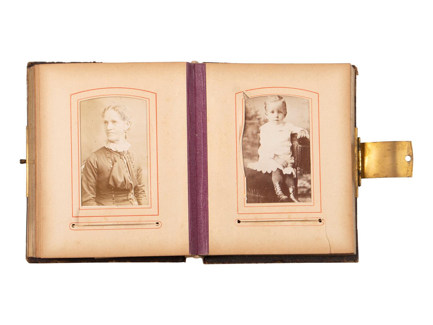 [EARLY PHOTOGRAPHY]. A collection of CDVs, cabinet cards, and real photo postcards, highlighted by a view of Seth Kinman's chair, an occupational view of women at work, views of young men prior to enlisting in the Civil War, and portraiture.