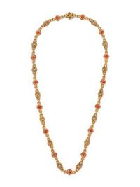 YELLOW GOLD AND CORAL NECKLACE