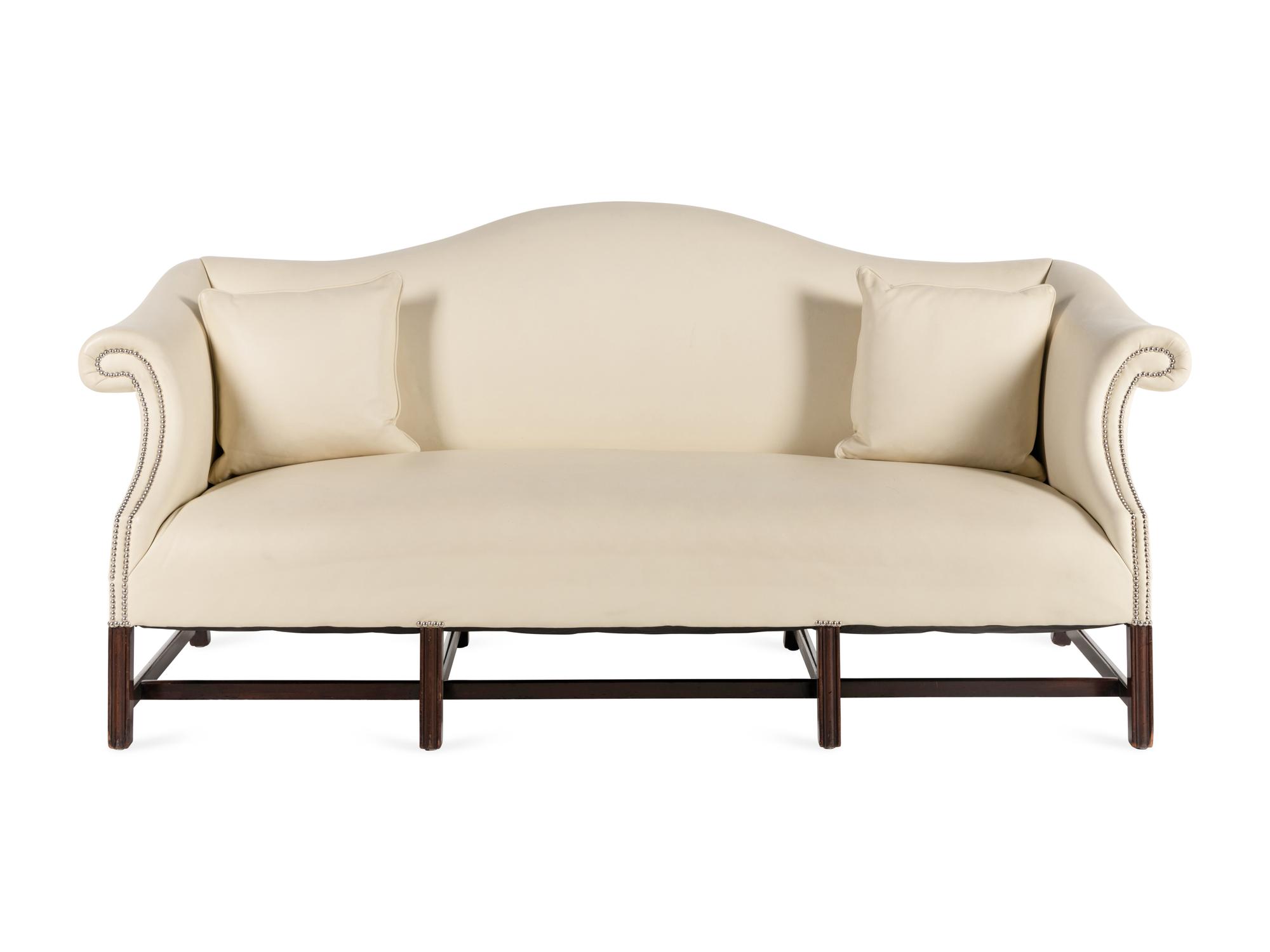 A George III Style Mahogany Camelback Sofa