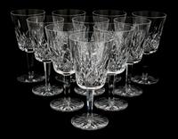A Set of Ten Waterford Cut Crystal Goblets Height 6 7/8 inches.