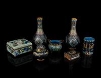 Seven Chinese and Japanese Cloisonne Articles