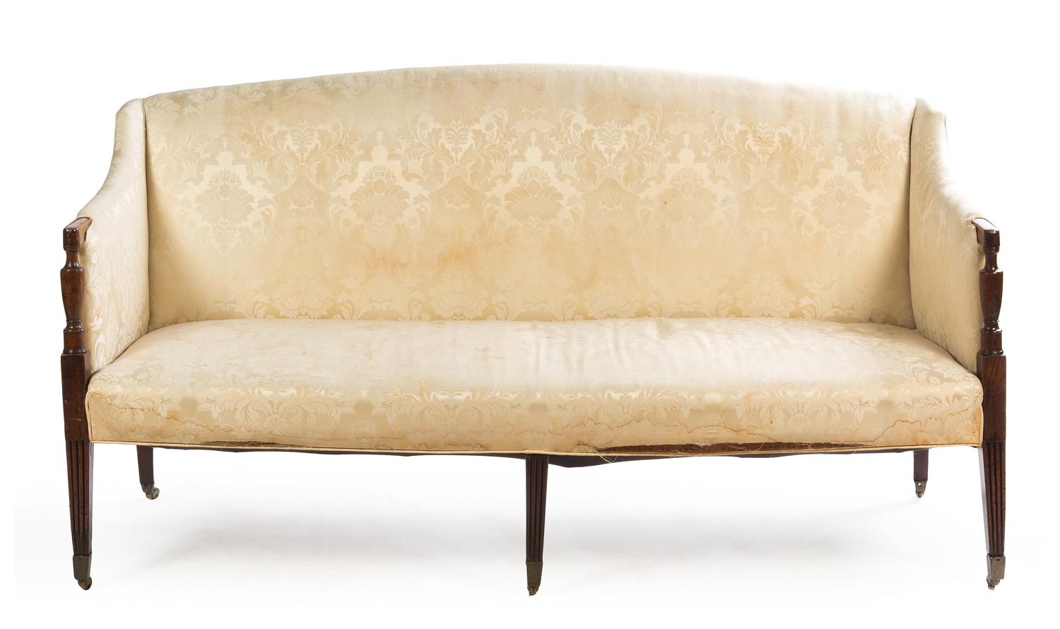 A Federal Mahogany Settee Height 37 1/4 x width 68 1/4 x depth 26 1/2 inches. — LATE 18TH/EARLY 19TH CENTURY