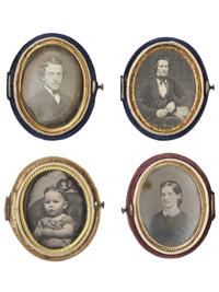 [EARLY PHOTOGRAPHY]. 24 daguerreotypes housed in oval velvet cases.