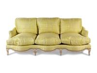 A Louis XV Style Cerused Silk Upholstered Sofa