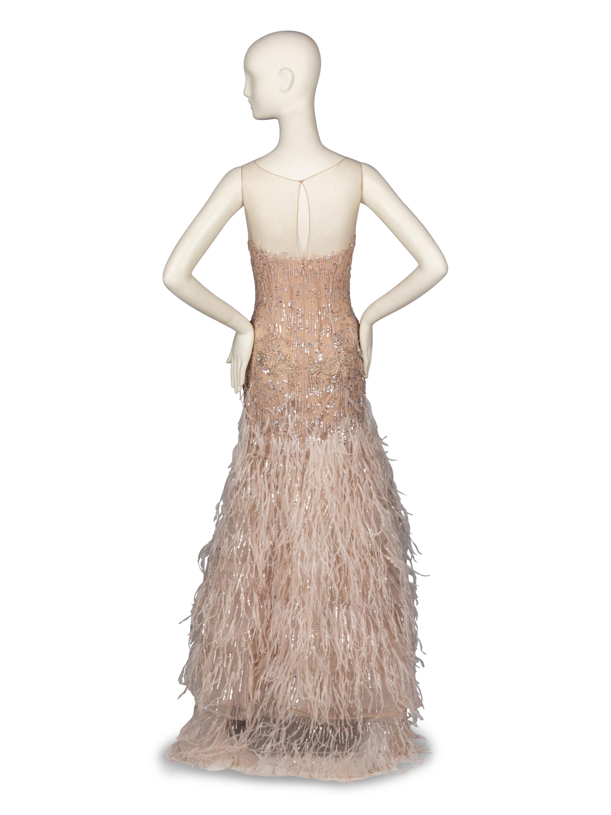 Oscar de la Renta Ostrich Feather Gown