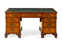 An English Walnut Pedestal Desk