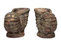 A Pair of Cast Stone Nautilus Jardinières