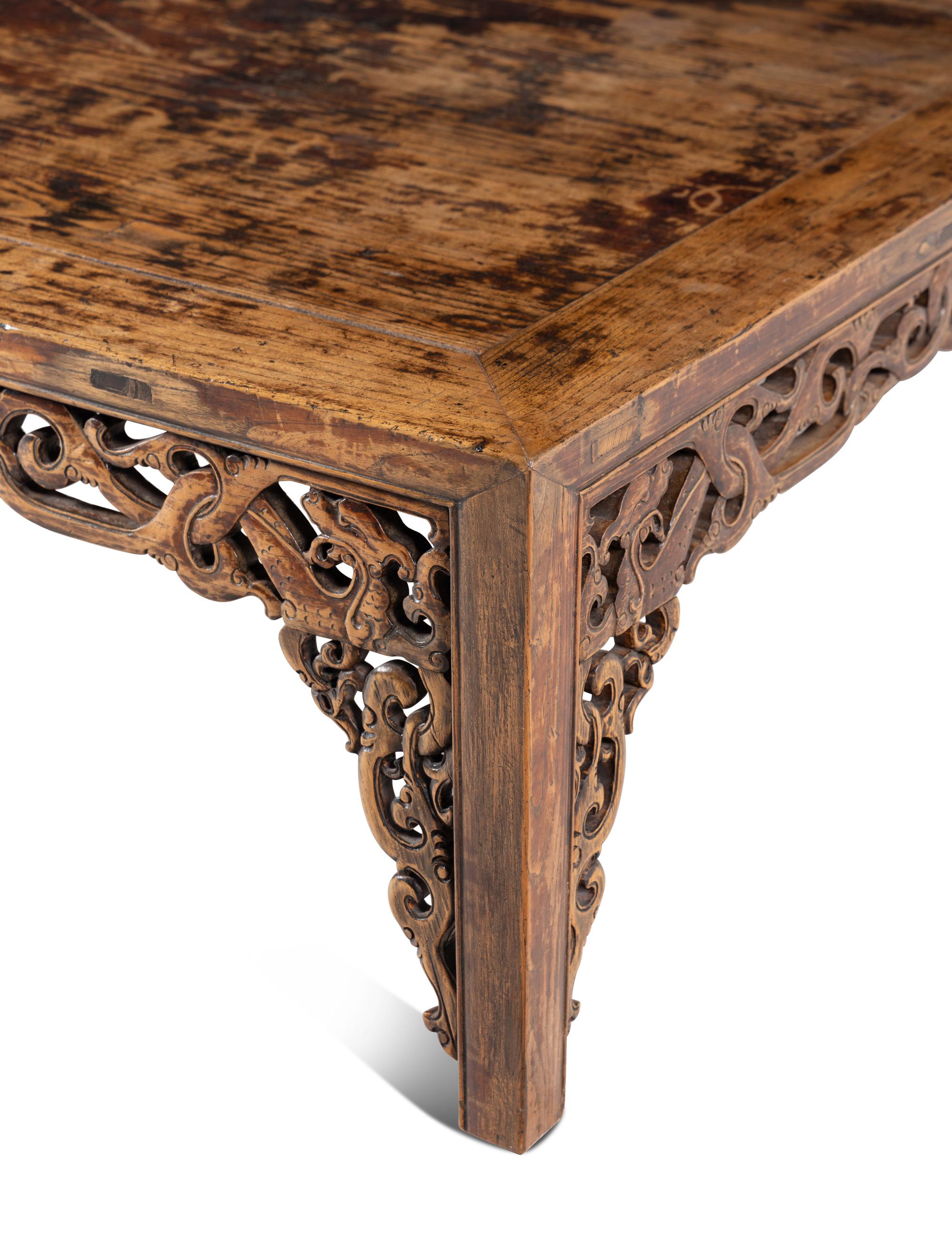 A Chinese Carved Hardwood Low Table