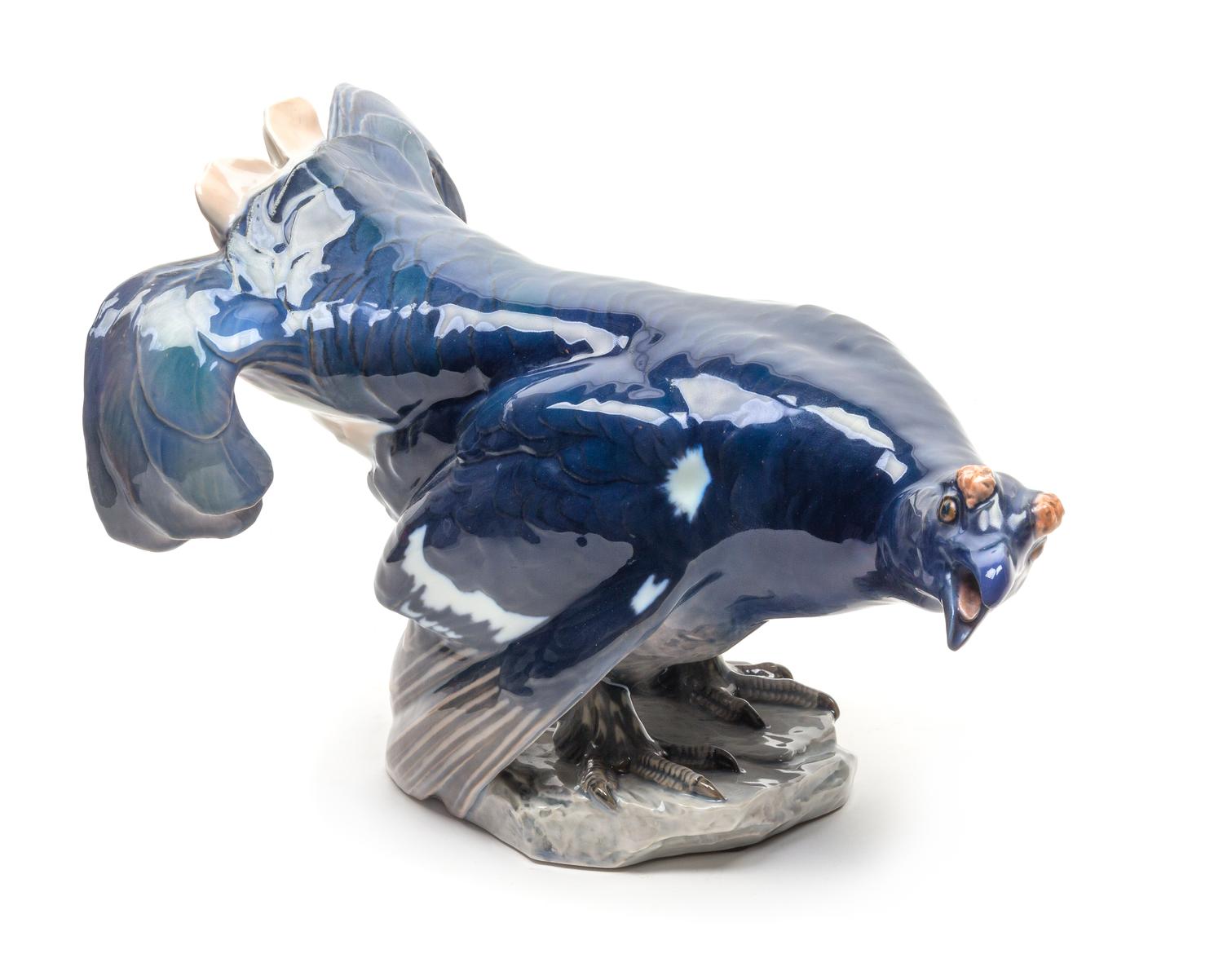 A Bing & Grondahl Porcelain Model of a Bird Height 9 3/8 x width 14 1/2 inches. — MODELED BY JENS PETER DAHL-JENSEN
