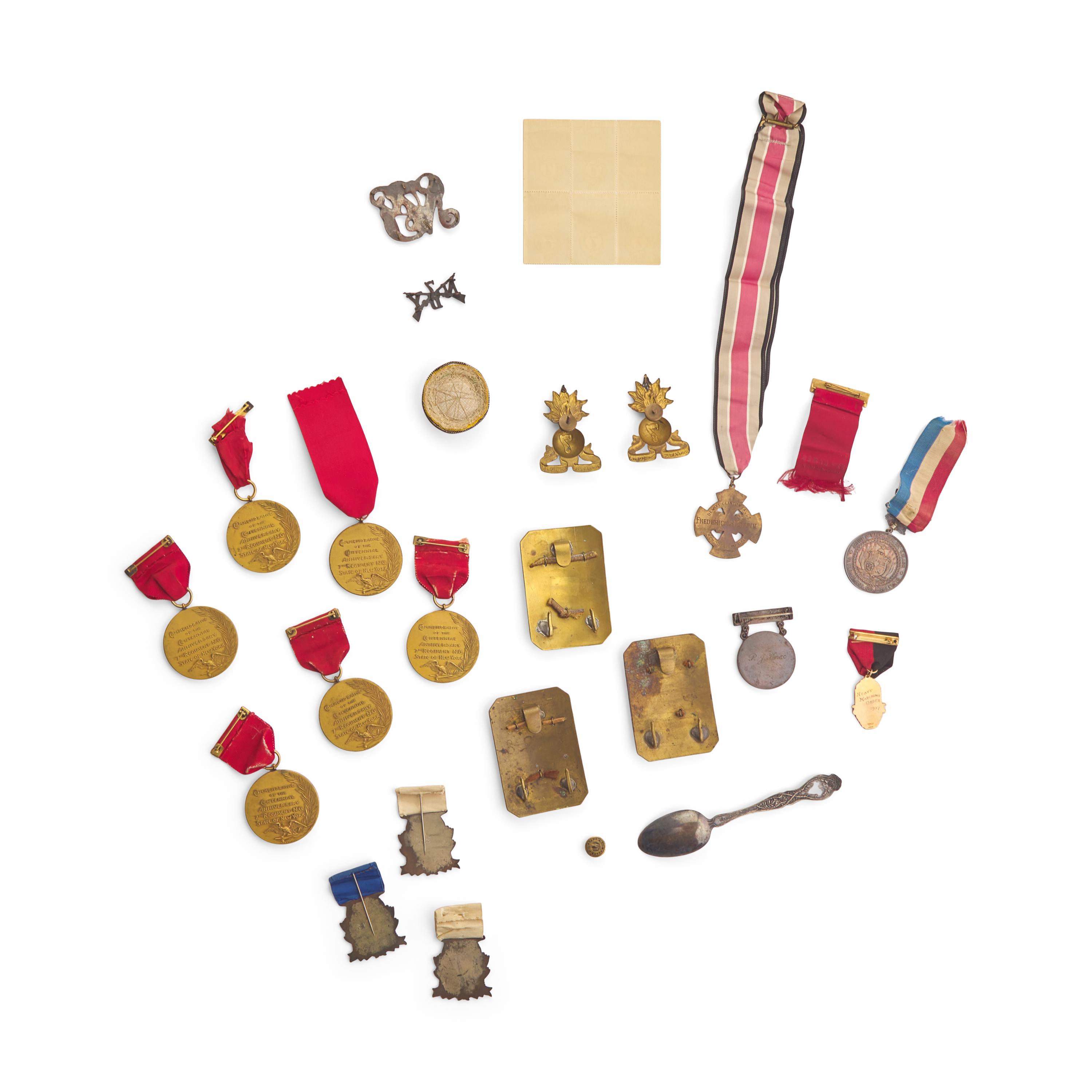[Militaria] Assortment of medals, badges, devices, and insignia from the 7th N.Y. National Guard