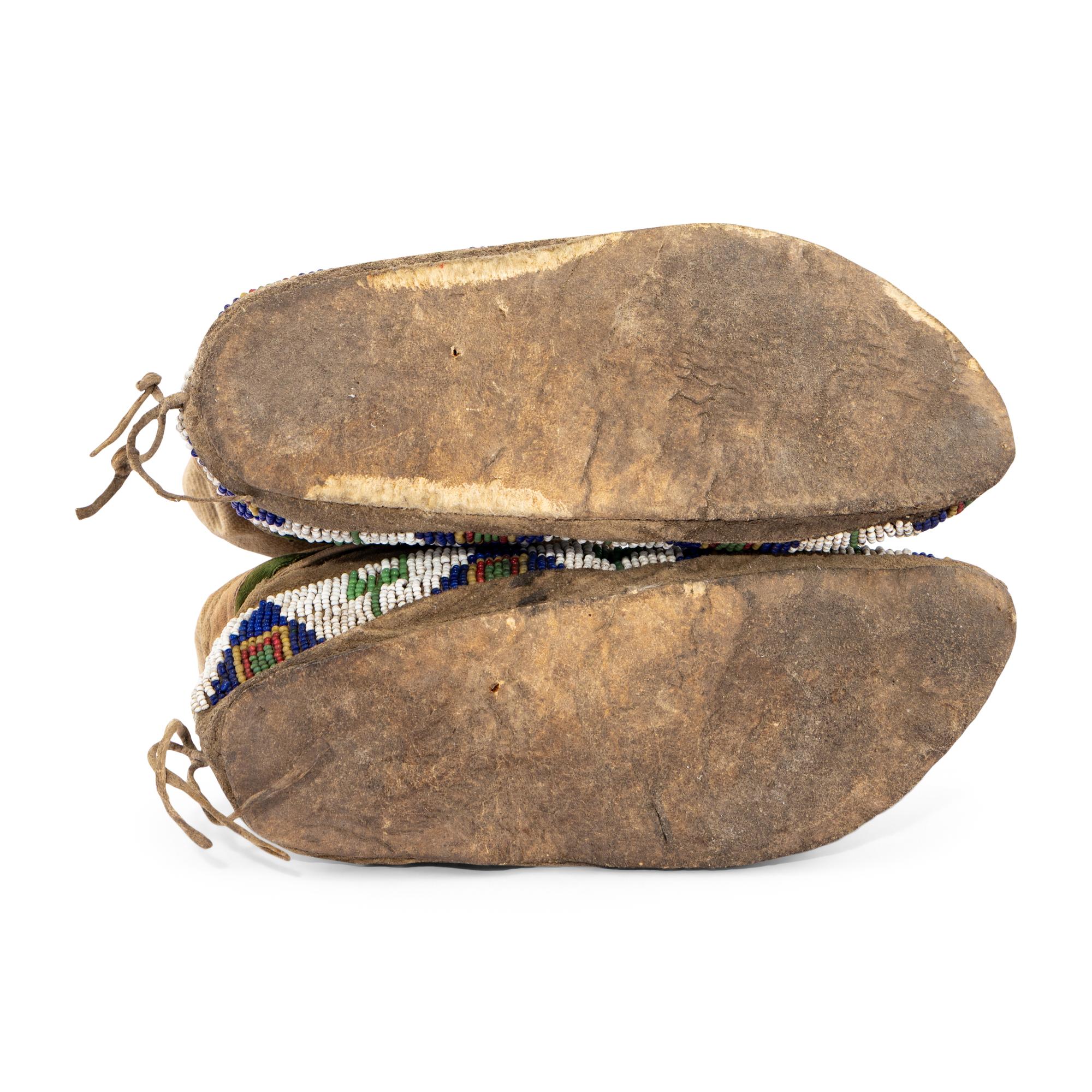 Sioux Child's Beaded Hide Moccasins
