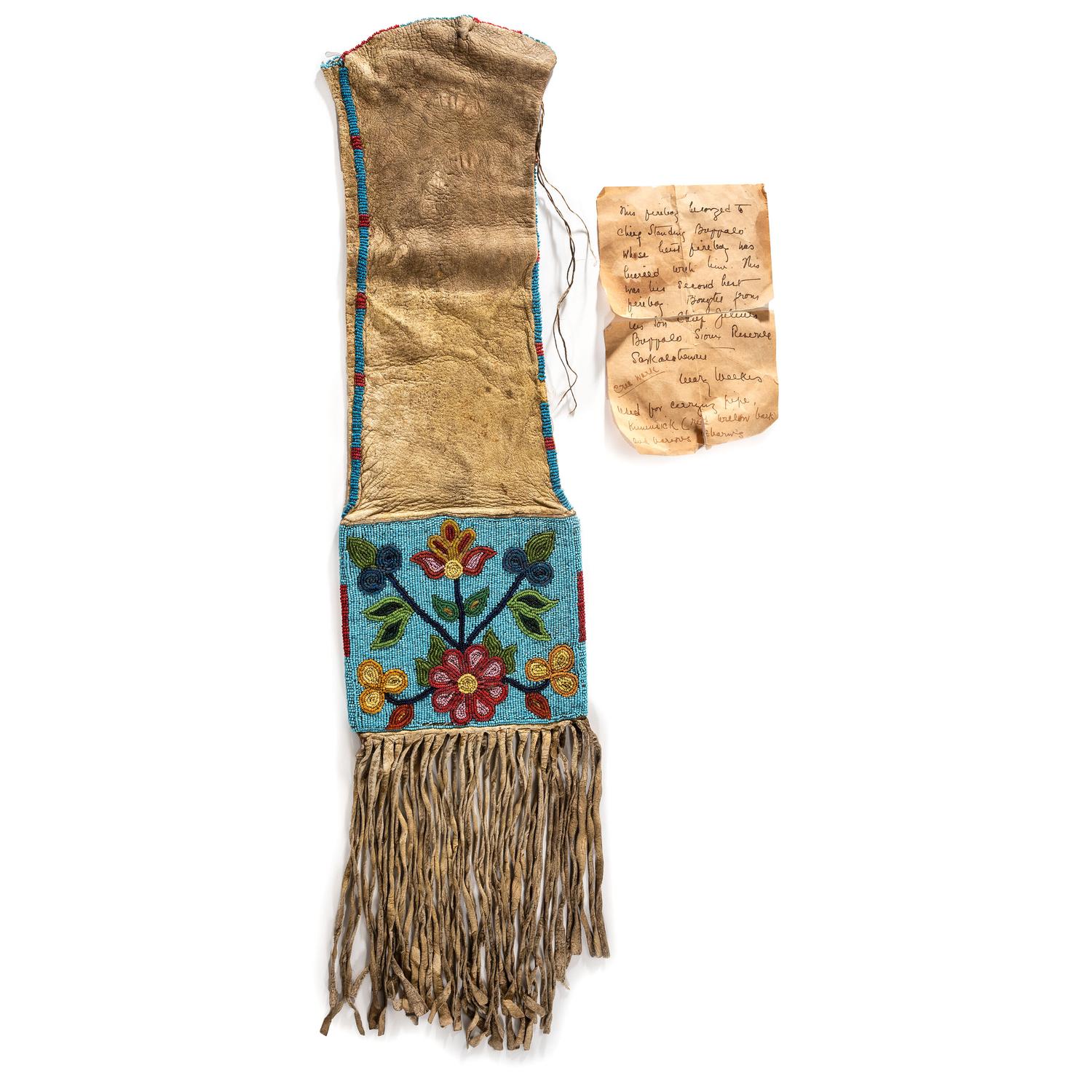 Cree Beaded Hide Tobacco Bag
