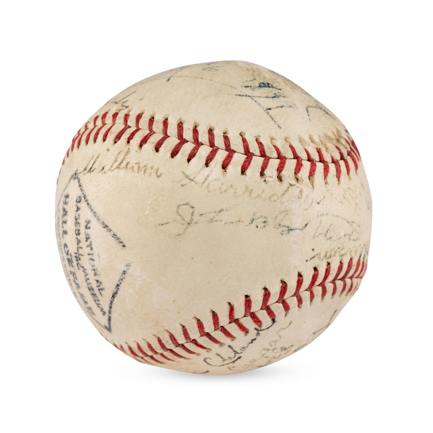 A Multi Signed Autograph Baseball Featuring Cy Young, Larry Lajoie, Kennesaw Mountain Landis and Additional Notables (Beckett Authentication Services Letter of Authenticity)