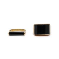 COLLECTION OF YELLOW GOLD AND BLACK JADE JEWELRY
