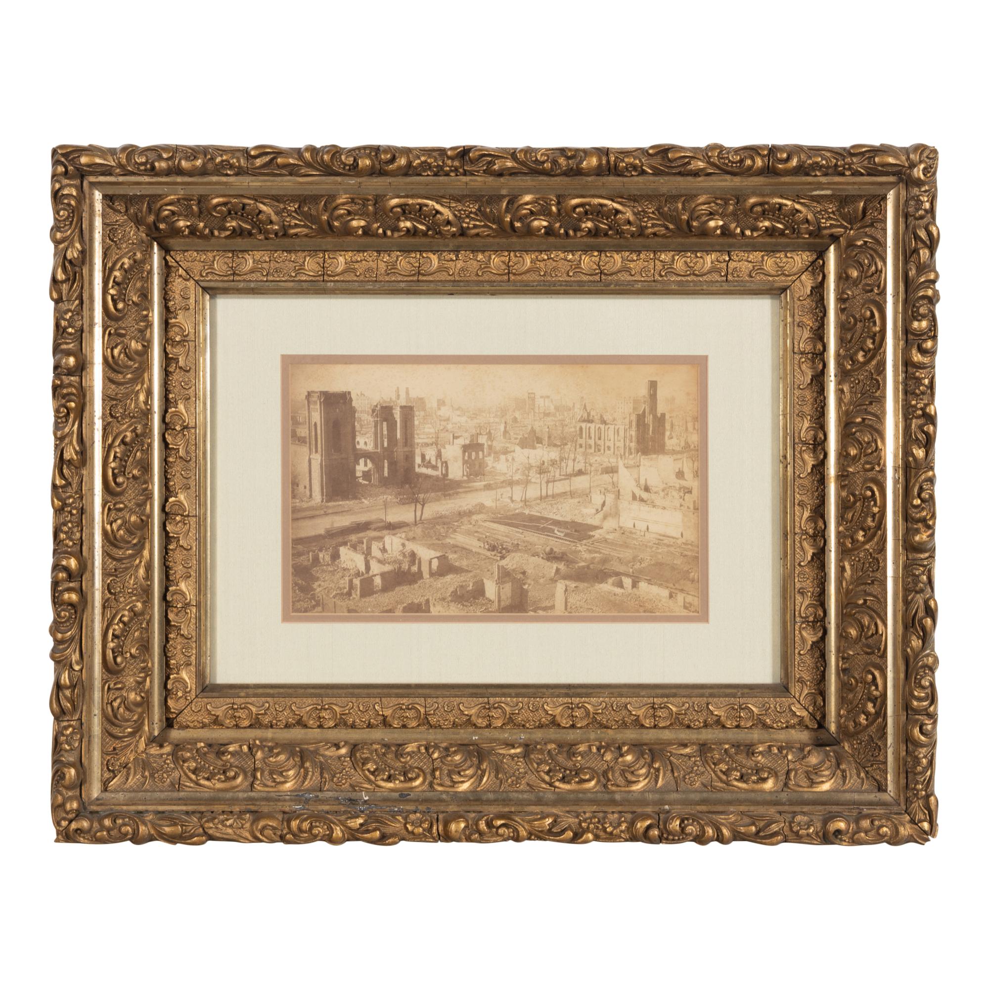 [Chicago Fire]. A group of 7 albumen prints taken before and after the 1871 Chicago Fire, comprising: