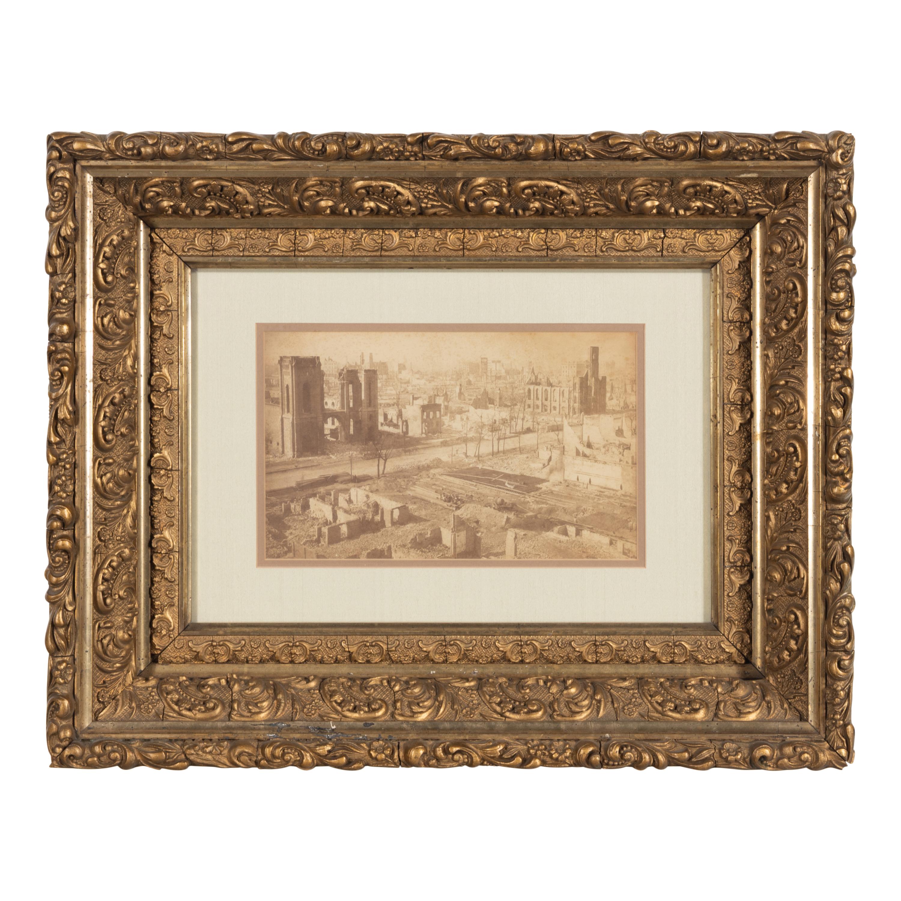 [Chicago Fire]. A group of 7 albumen prints taken before and after the 1871 Chicago Fire, comprising: