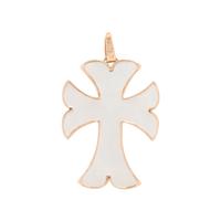 ROSE GOLD, PINK SAPPHIRE, DIAMOND AND MOTHER OF PEARL CROSS PENDANT