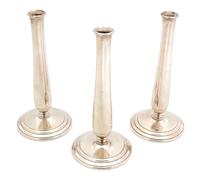 Three Italian Silver Plate Bud Vases Height 7 1/8 inches. — 20TH CENTURY