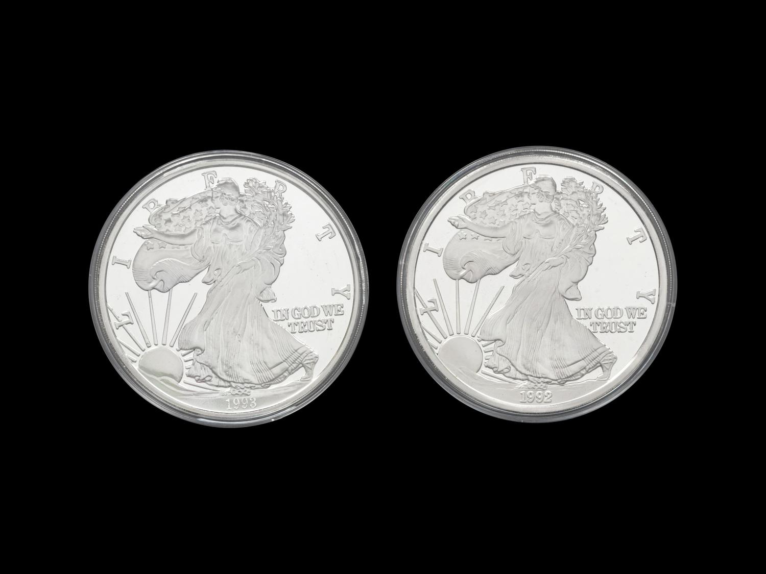 [PRIVATE ISSUE) Two 1-Pound Silver Rounds