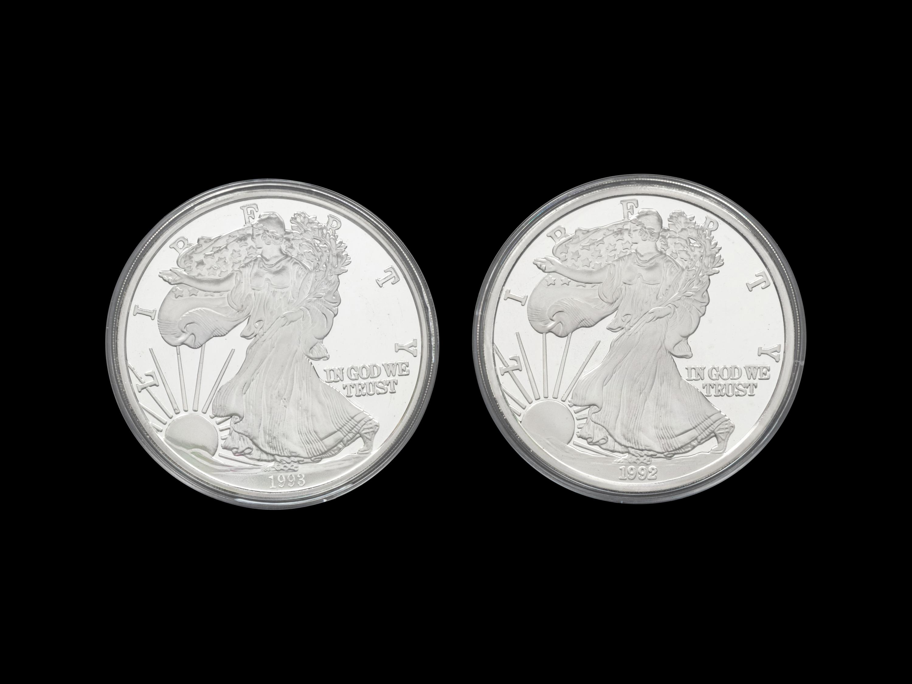 [PRIVATE ISSUE) Two 1-Pound Silver Rounds