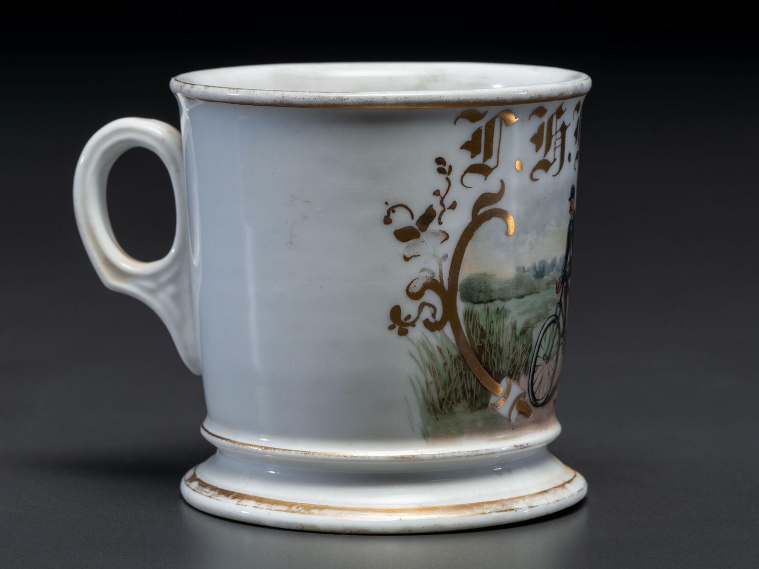 A Cyclist's Porcelain Shaving Mug
