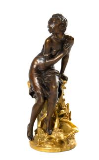A French Bronze and Parcel Gilt Figure, Mathurin Moreau (1822-1912), Height 25 1/2 inches.