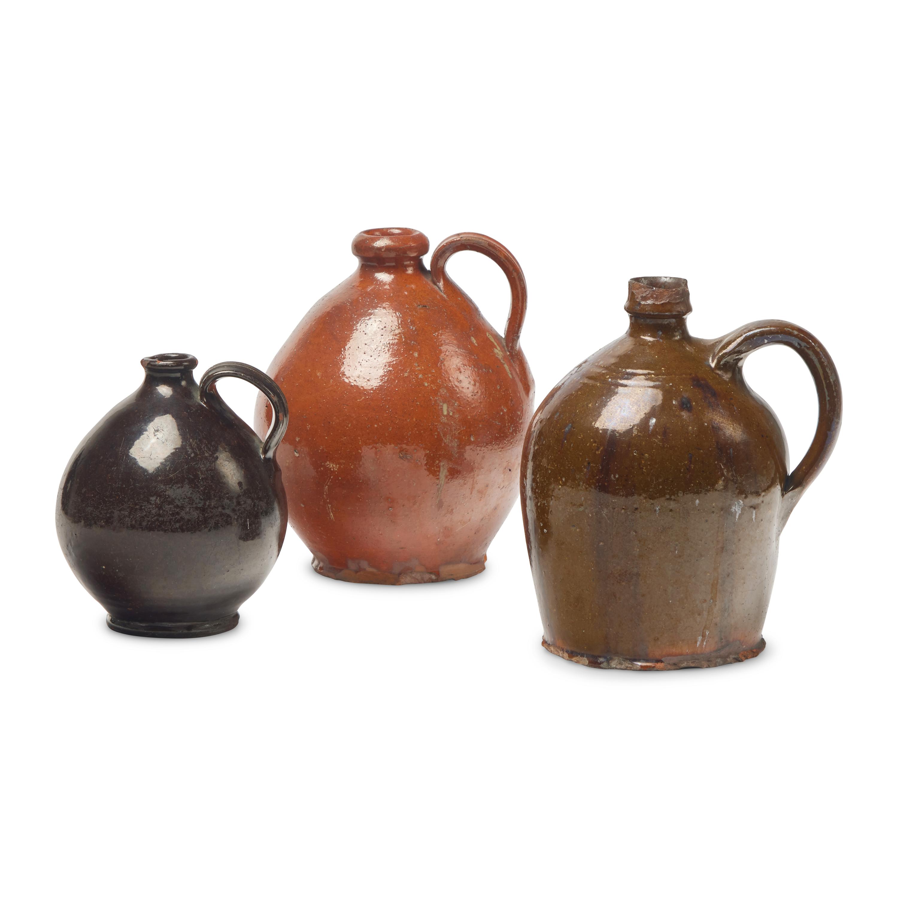 Three Glazed Redware Jugs