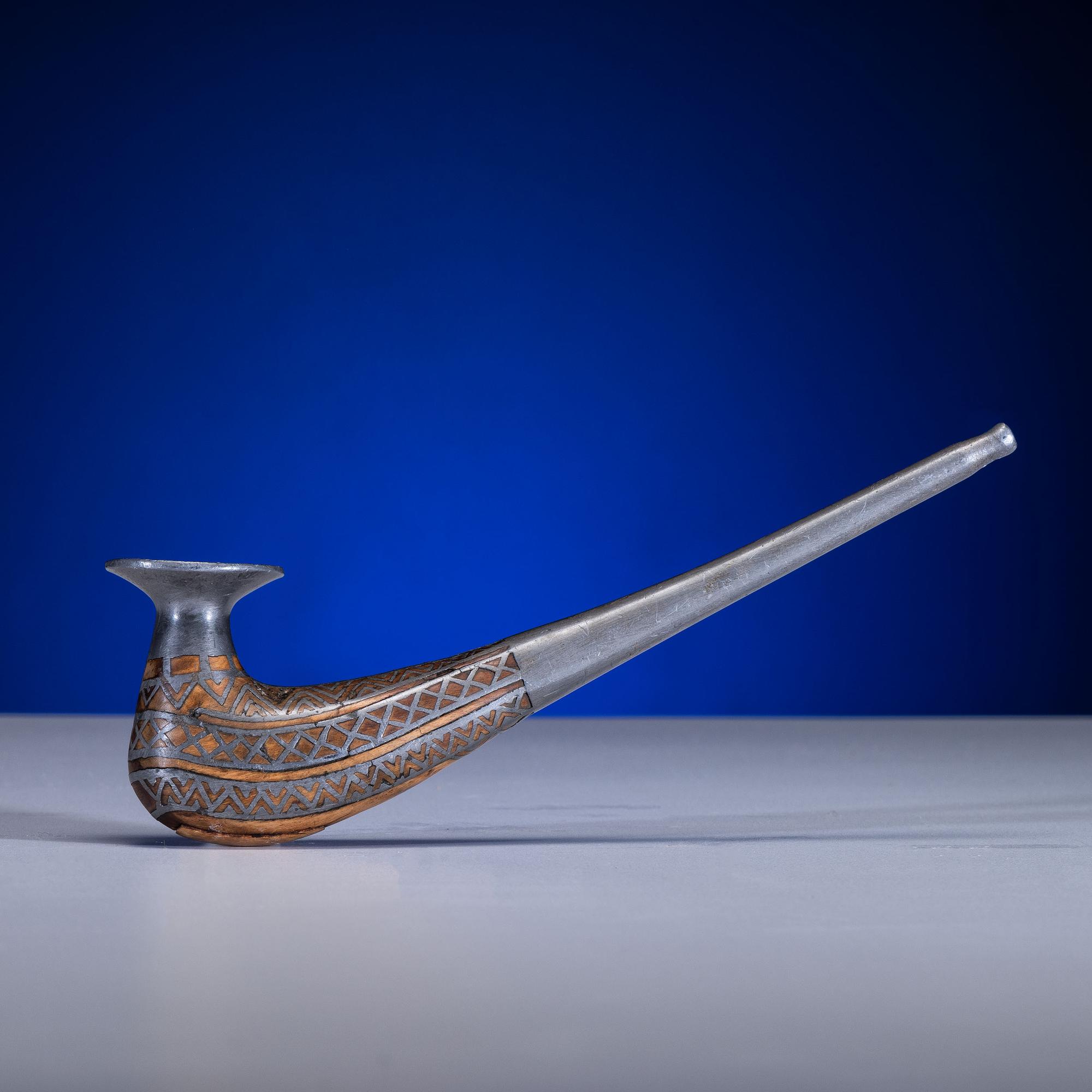 Siberian Wood Pipe with Pewter Inlay