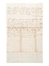[SLAVERY & ABOLITION]. Letter detailing the sale of enslaved persons "Harry, Festus and Edward." 23 January 1860.