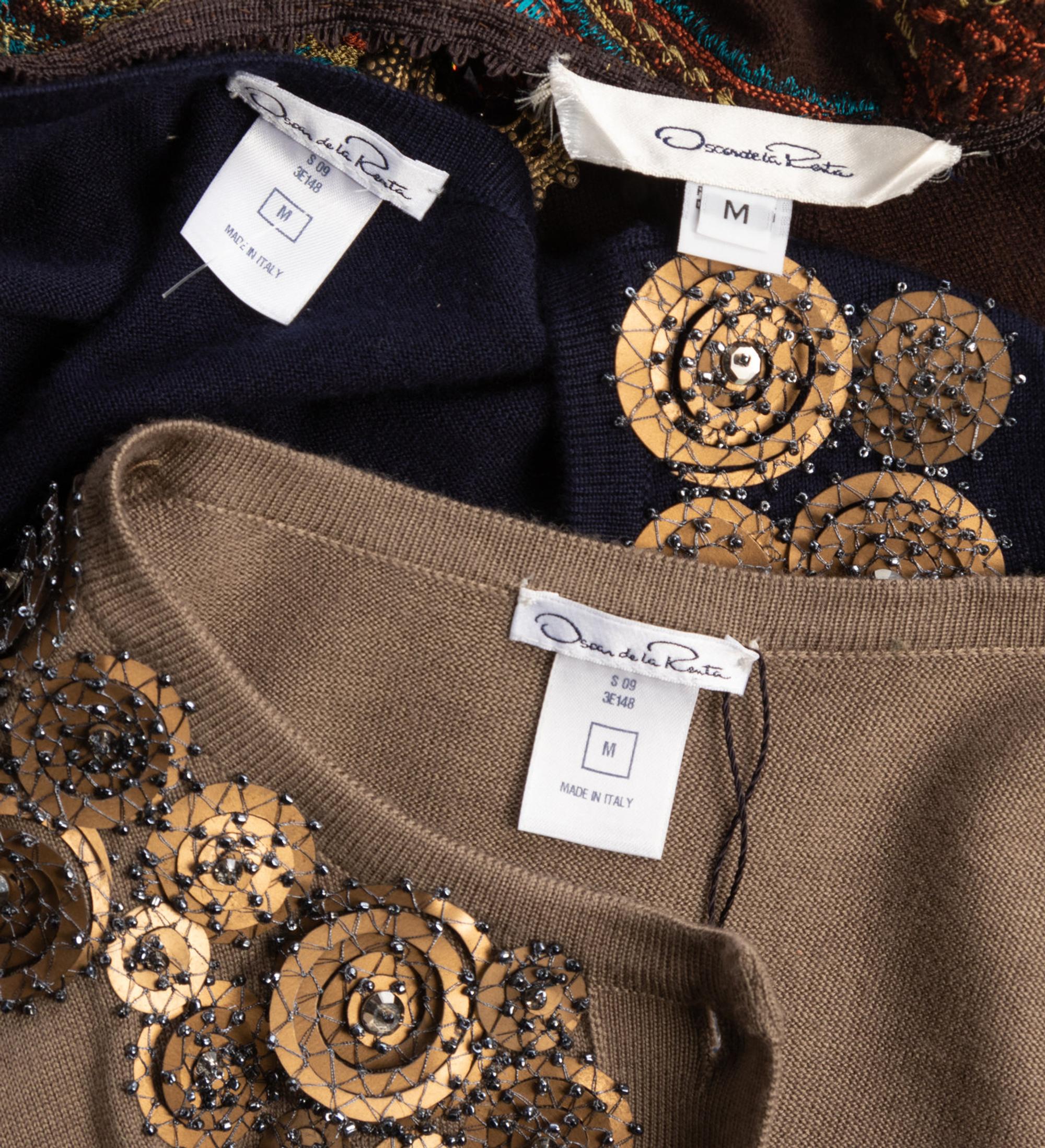 Five Oscar de la Renta Embellished Neckline Sweaters, ca.2009
