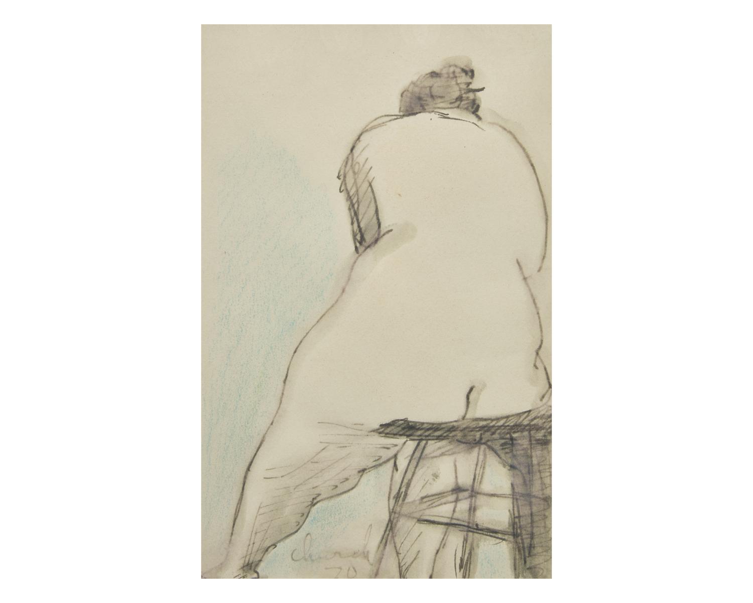 Red and Blue Figures ; together with Women Walking and Seated Nude (Three Works)