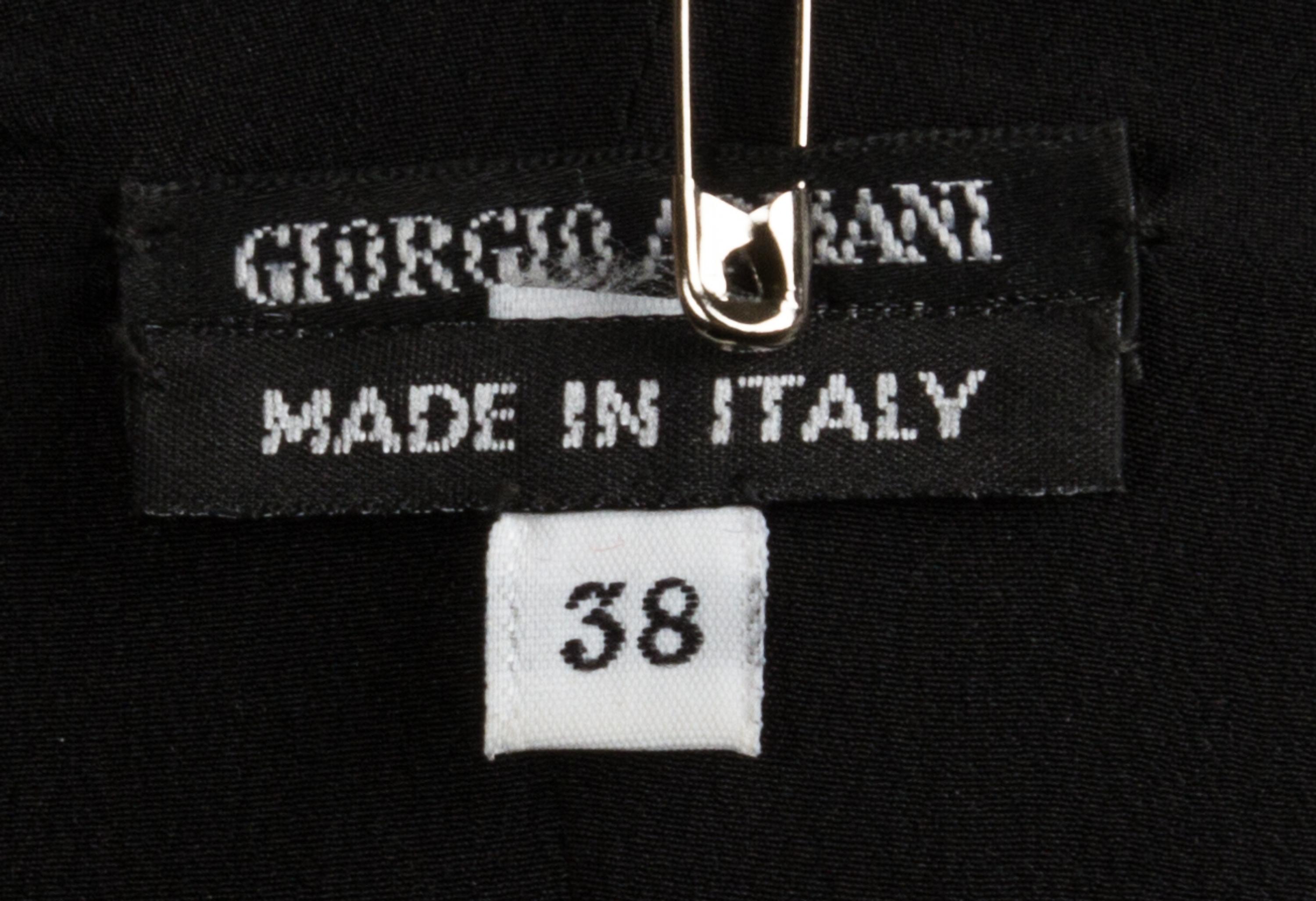 A Giorgio Armani Black Crepe Tuxedo Strapless Gown, Size 38.