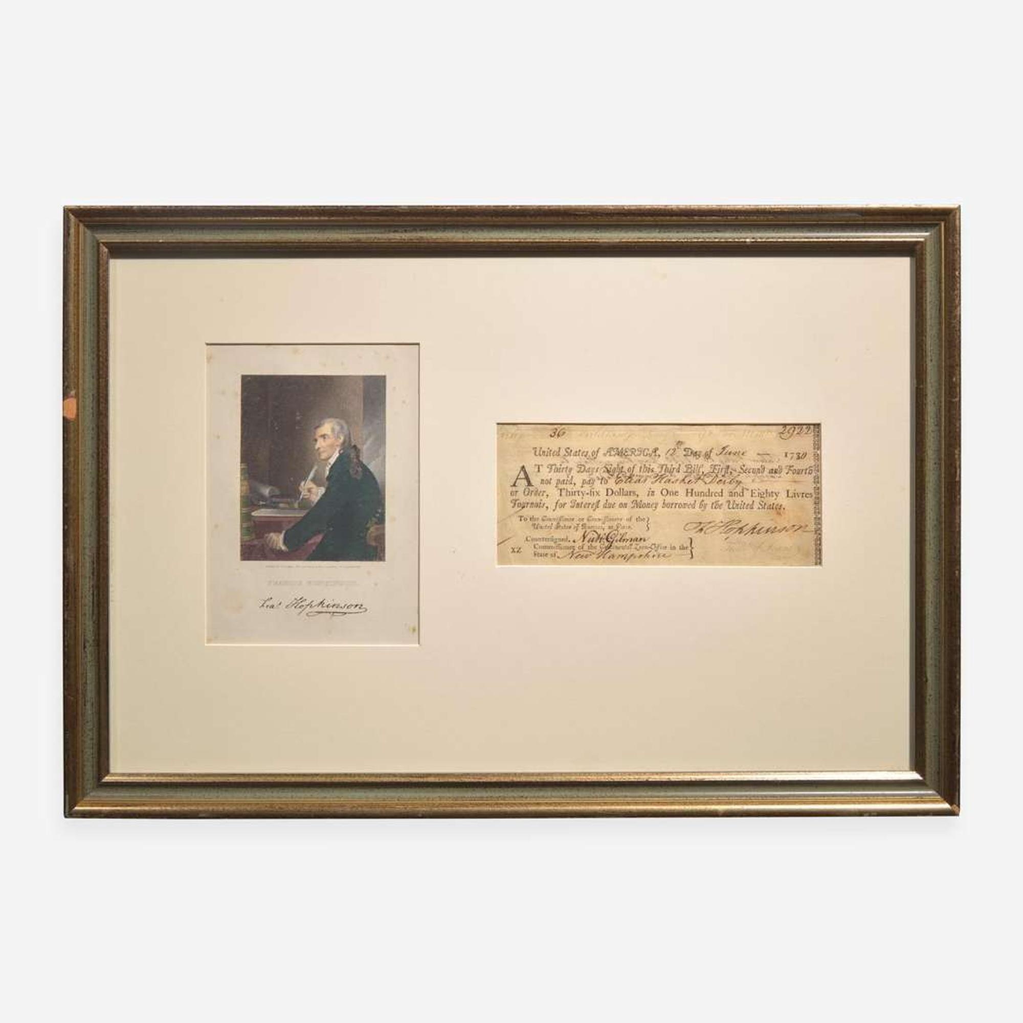 [Americana] [Declaration of Independence] Hopkinson, Francis Partially-Printed Document, signed