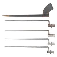 Group of Four .69 Caliber Socket Bayonets: 3 US M1835 and 1 Belgian M1822