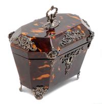 A Victorian Silver-Plate Mounted Tortoise Shell Card Box Height 4 x width 4 5/8 x depth 3 1/8 inches. — 19TH CENTURY