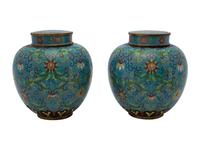 A Pair of Chinese Export Cloisonné Enamel Ginger Jars