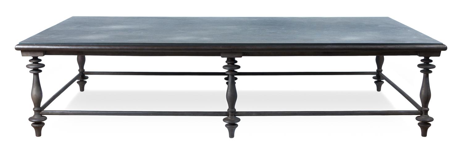 A Stone Top and Iron Frame Low Table 49 1/2 x 86 x 19 3/4