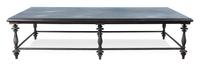 A Stone Top and Iron Frame Low Table 49 1/2 x 86 x 19 3/4