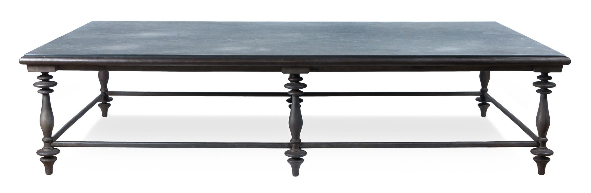 A Stone Top and Iron Frame Low Table 49 1/2 x 86 x 19 3/4