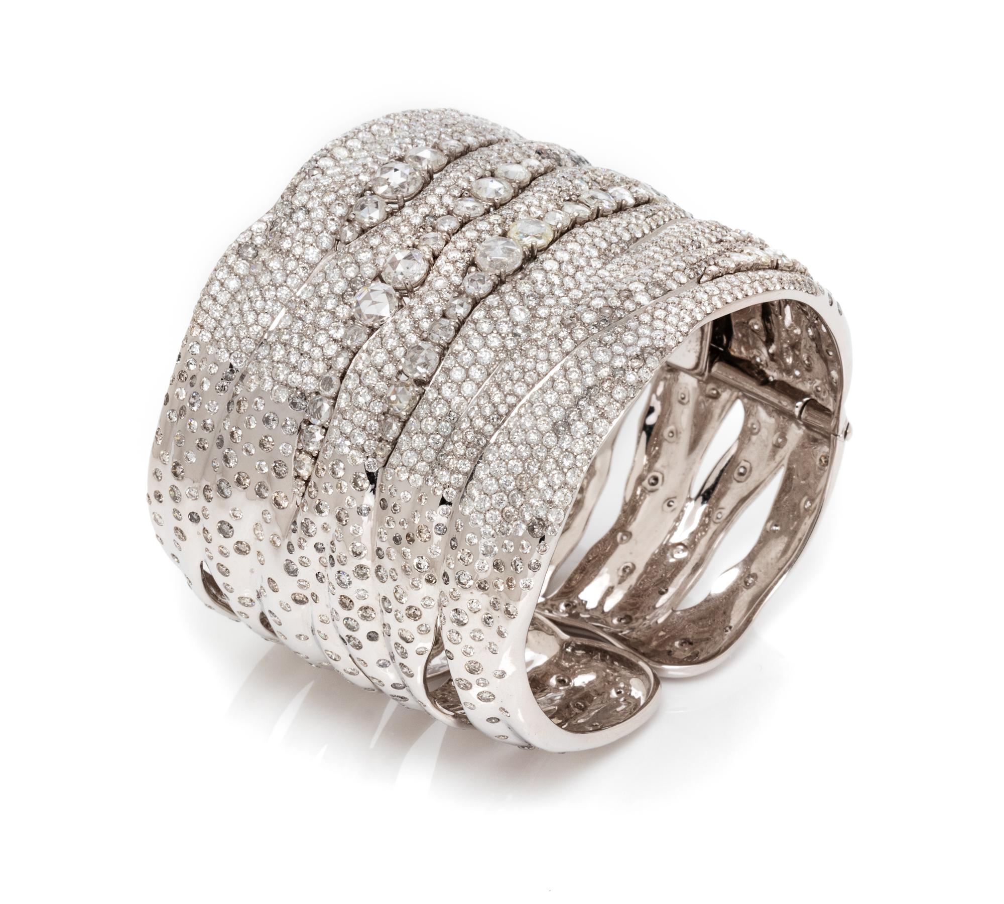 An 18 Karat White Gold and Diamond Cuff Bracelet, Etho Maria, 58.40 dwts.